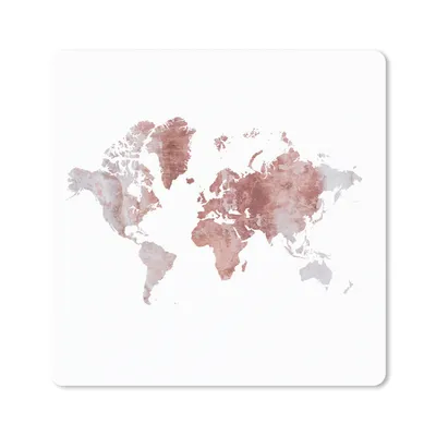 Produktbild von MuchoWow® Mauspad Mousepad Weltkarte - Rot - Grau 30x30 cm - Mousepads - Maus Mat - Pad - Mausunterlage - Gaming