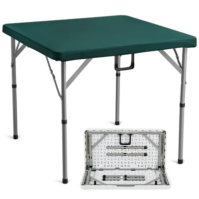Produktbild von VEVOR Mahjong-Tisch, Klappbarer Kartentisch für 4 Spieler mit Verschleißfester Grüner Tischplatte, Tragbarer, Zweifach Quadratischer Dominotisch mit Tragegriff  86 x 86 x 74 cm Domino-Tisch
