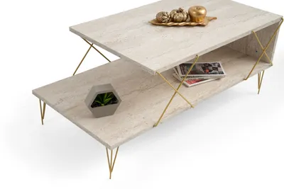 Produktbild von Skye Decor, Loire - Gold, Travertine, Couchtische, Travertin, 100 x 40 x 50 cm