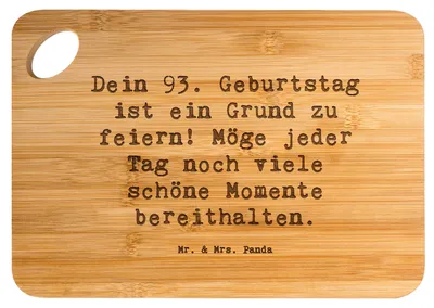 Produktbild von Mr. & Mrs. Panda Schneidebrett Spruch 93. Geburtstag Freude - Transparent - Geschenk, Happy Birthday, Freunde, Feiern, Familie, Respekt, Holzbrett, Liebe, Frühstücksbrett