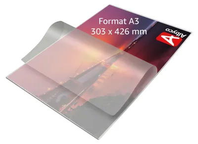Image de 100 pochettes plastifiées Albyco - Format A3, 303x426 mm - Épaisseur : 2 x 125 (250) μm