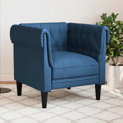 Produktbild von Chesterfield-Sessel aus blauem Stoff, 16.4 kg