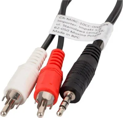 Image de Lanberg CA-MJRC-10CC-0020-BK LANBERG Minijack 3.5mm(M) 3 PIN->2x RCA(CINCH)(M) Kabel 2,0m
