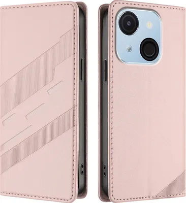 Produktbild von Hülle für itel A50C, Kunstleder Brieftaschen Handyhülle mit Kartenfach und Standfunktion Pink