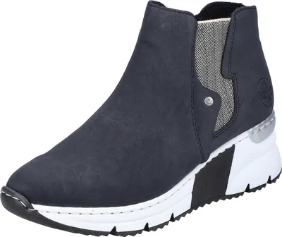 Produktbild von Rieker Damen Chelsea Boot Keilabsatz Elastikeinsatz Stiefelette X6361, Größe:40 EU, Farbe:Blau