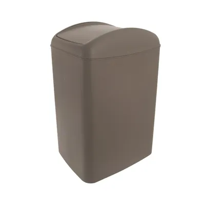 Produktbild von Minimalistischer Mülleimer 5 l aus mattbraunem PP-Kunststoff mit Schwingdeckel