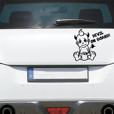 Produktbild von Auto Aufkleber Devil AN Bord Board Teufelchen Junge 17x14 cm Schwarz Matt Sticker Heckscheibenaufkleber