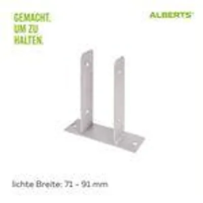 Obrázek produktu pro Alberts 4 x U-Pfostenträger, zum Aufschrauben, Edelstahl, für Holzpfosten 71 mm, Höhe 200 mm