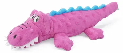 Produktbild von Robustes Krokodil Hundespielzeug Rosa mit Quietschi, entwickelt für starke Beißer