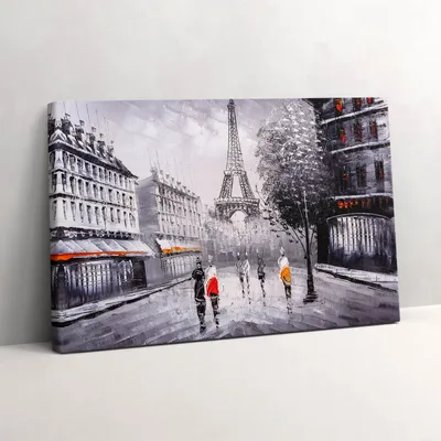 Produktbild von Blick von der Straße auf den Eiffelturm in Paris – Leinwandbild Wandbild – 30x20 cm – Leinwandbilder – Wandbilder – Schlafzimmer – Flur