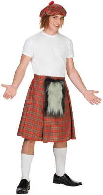 Produktbild von Schotte Schottenrock Kilt Mütze mit Haare Karneval Fasching Kostüm 48-52