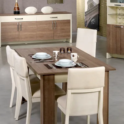 Produktbild von Skye Decor, Erweiterbarer Esstisch, Dunkel Eiche, 78 x 150 x 90 cm | 100% melaminbeschichtete Spanplatte, Stärke: 25 mm | Modernes Design, ideal für Esszimmer und Küchen.