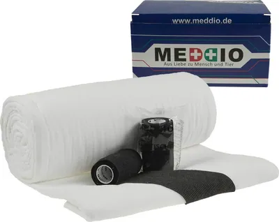 Produktbild von Bandagierwatte Verbandwatte 40cm + 12 Haftbandagen 10cm schwarz