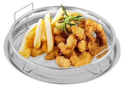 Obrázek produktu pro Grilovací koš, vhodný do horkovzdušných fritéz, snadno se čistí, stříbrný