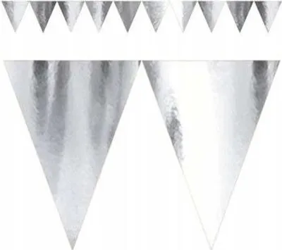 Produktbild von Wimpelkette Girlande Gold Silber 240cm - Party Deko Geburtstag Hochglanz Festlich