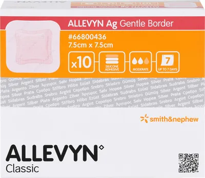 Produktbild von Allevyn Ag Gentle Border 7,5x7,5 cm Wundverband 10 St