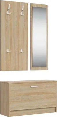 Produktbild von vidaXL 3-in-1 Schuhschrank-Set Sonoma-Eiche Holzwerkstoff