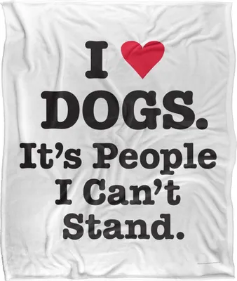 Obrázek produktu pro Efeméra - deka "I Heart Dogs", hedvábná, superměkká TV24369 (152,4 cm x 127 cm) (černá/bílá)