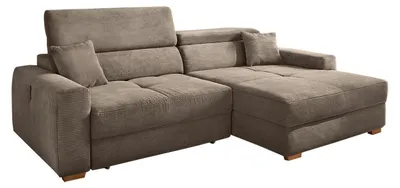 Produktbild von Ecksofa - Taupe - Cord - elektr. Sitztiefenverstellung