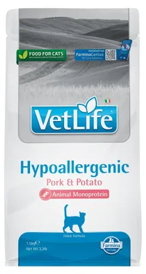 Zdjęcie produktu dla Farmina Pet Food Vet Life Hypoallergenic, Dorosły, Każda rasa, Wieprzowina, Ziemniak, 1,5 kg, Nie zawiera ziarna, Zawiera przeciwutleniacze