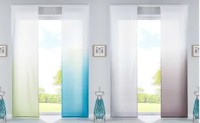 Immagine prodotto di set di 2 tende scorrevoli Tende a pannello Opache Colore sfumato Carrello porta pannelli Aste di appesantimento Microsatin Microfibra , HxL 245x60 cm, Marrone, 85425N2