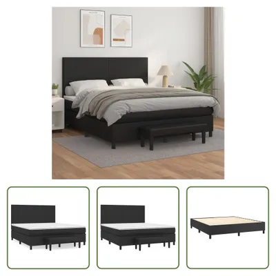 Produktbild von The Living Store Boxspringbett mit Matratze Schwarz 160x200 cm Kunstleder