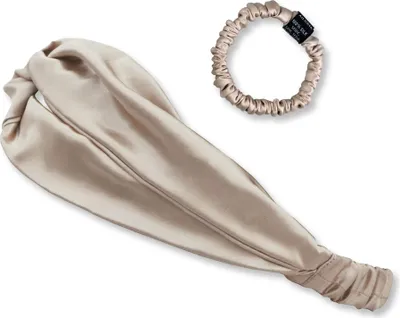 Immagine prodotto di AILORIA SOYEUX & DOUX - Set di fascia e fazzoletto per capelli in seta BEIGE