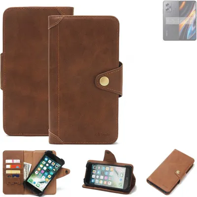 Produktbild von K-S-Trade Handyhülle kompatibel mit POCO X4 GT Schutz Hülle Walletcase Bookstyle Tasche Case Handytasche Wallet Flipcase Cover PolyurethanBraun (1x)