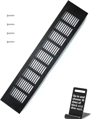 Zdjęcie produktu dla Kratka wentylacyjna aluminiowa - 400 x 80 mm - czarna - kwadratowa - odporna na korozję - łatwa w montażu - kratka wentylacyjna