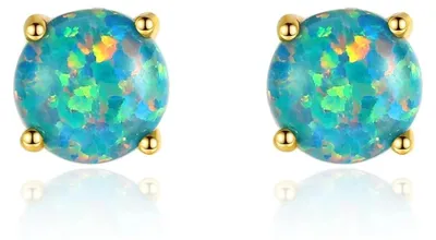 Immagine prodotto di Orecchini a bottone in argento sterling 925 con opale bianco - Orecchini ipoallergenici