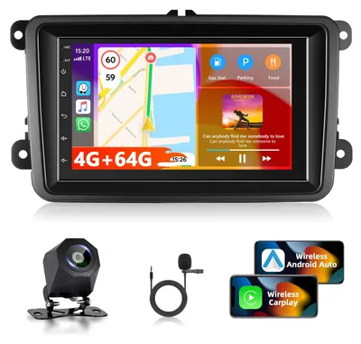 Immagine prodotto di Autoradio da 7 pollici con Android 15, 4 GB di RAM, 64 GB di memoria interna, CarPlay, Android Auto, GPS e telecamera per la retromarcia