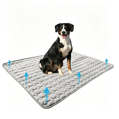 Produktbild von Hundematte Kühlmatte - 100 x 75 cm – rutschfest – schützt vor Überhitzung - für Katzen,Haustier Kühlbett für den Innen- und Außenbereich - grau