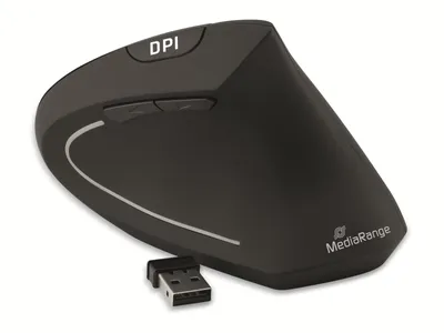 Produktbild von MediaRange MROS232, rechts, Vertikale Ausführung, Optisch, RF Wireless, 1600 DPI, Schwarz