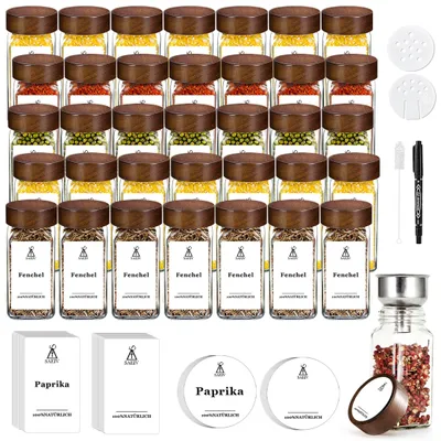 Produktbild von Omgoods – Elegantes Set aus 24 Gewürzbehältern aus Akazienholz mit Etiketten