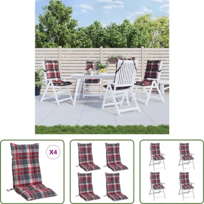 Produktbild von The Living Store Hochlehner-Auflagen 4 Stk. Blattmuster Oxford-Gewebe