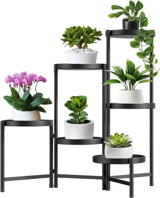 Image de Support à fleurs de 25 cm de hauteur, avec 6 niveaux, pour salon, en métal