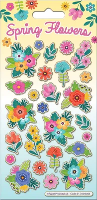 Bastelaufkleber Frühlingsblumen, wiederverwendbar, 19,5x9,5 cm