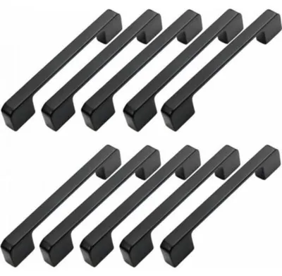 Produktbild von 10 Möbelgriffe, 128 mm Lochabstand – Schwarze Küchentürgriffe, Stangengriffe, Schwarze Küchengriffe, 128 mm