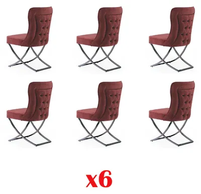 Produktbild von Stuhl 6x EssZimmer Stühle Edelstahl Design Möbel Polsterstuhl italienischer Stil