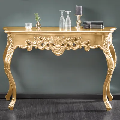 Produktbild von cagü: Romantische Konsole [FLORENCE] Gold Antik in Barock-Design 110cm x 35cm