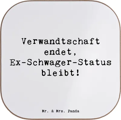 Produktbild von Mr. & Mrs. Panda Holzuntersetzer Spruch Ex-Schwager Erinnerung - Weiß - Geschenk, Coaster, Weihnachten, Trennung, Beziehungsende, Kaffeeuntersetzer, Freude, Familienbande