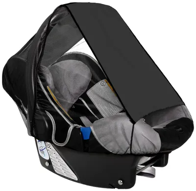 Image de 11286 – Pare-soleil universel pour sièges auto pour bébés, protection contre le soleil et les insectes | Protection UV UPF 50+ | Réglable de multiples façons | Avec ouverture d'accès – Couleur : noir | Qualité : fabriqué en Allemagne