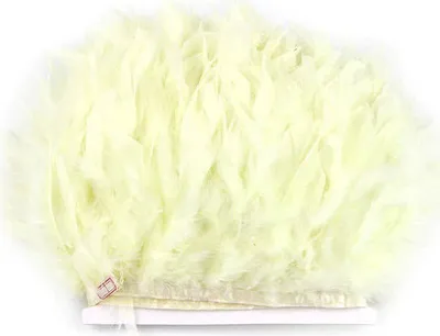 Obrázek produktu pro Prýmek z krůtího peří 12-15 cm, světle pistáciová / 1 m