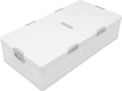 Obrázek produktu pro Úložný box pod postel – 101 × 51,5 × 24 cm – s kolečky – skládací – víko se 6 uzavíracími sponami – stohovatelný – prachotěsný – průhledný
