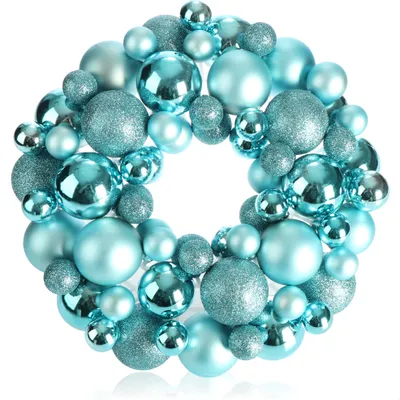 Produktbild von com-four® Türkranz Weihnachten - Adventskranz mit verschiedenen Christbaumkugeln in schönen Farben Ø ca. 32 cm - toll glänzende Weihnachtsdeko - Tischkranz