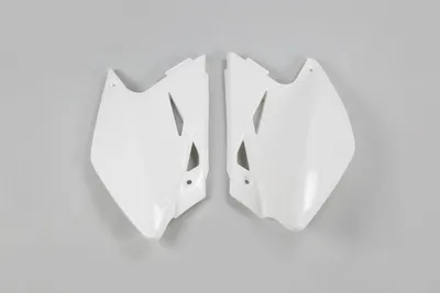 Productafbeelding van Achterste zijpanelen voor Kawasaki KXF 450, modeljaren 2006-2008, kleur: wit. (KX)