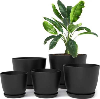 Produktbild von Schwarze Pflanzentöpfe mit Drainage 7 Zoll 5er Pack
