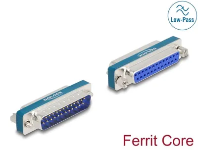 Produktbild von DeLOCK HF/EMI Entstörfilter D-Sub 25 Pin Stecker zu Buchse mit Tiefpass induktiv, D-Sub 25 pin, D-Sub 25 pin, Blau, Silber