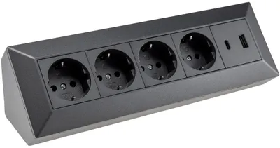 Immagine prodotto di blocco prese a 4 vie USB-A+C antracite 250V 16A montaggio superficiale