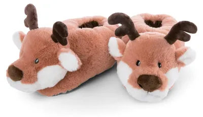 Productafbeelding van NICI Pantoffels, rendierfiguur, model Jonte, maat 34-37, meisjes. Pluizen pantoffels voor kinderen